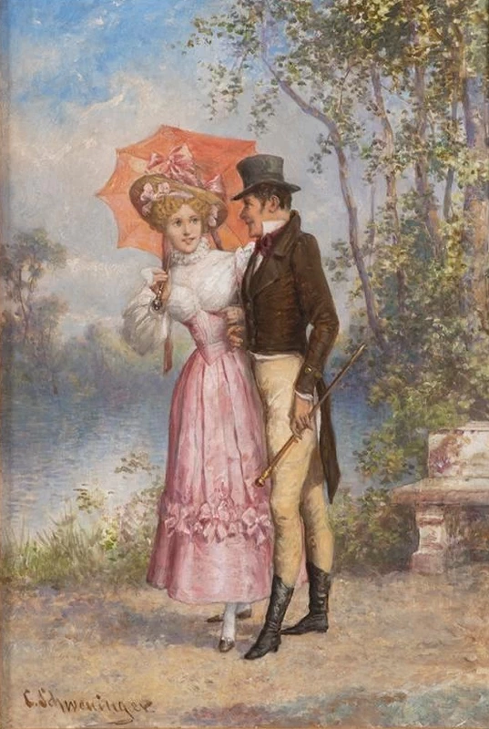 Carl Schweninger II - Coppia elegante a passeggio 1